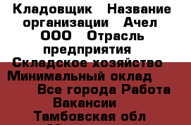 Кладовщик › Название организации ­ Ачел, ООО › Отрасль предприятия ­ Складское хозяйство › Минимальный оклад ­ 20 000 - Все города Работа » Вакансии   . Тамбовская обл.,Моршанск г.